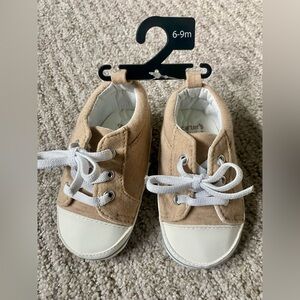 Carter's Tan Canvas Baby Sneakers with White Toe Caps